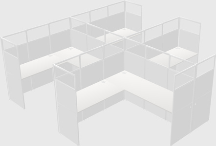 Shared l-shaped cubicle