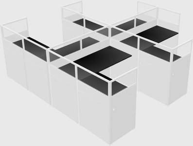 Shared l-shaped cubicle