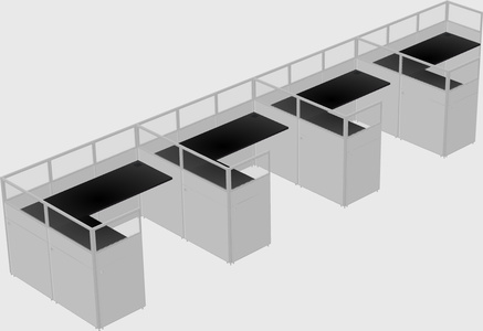 Shared l-shaped cubicle
