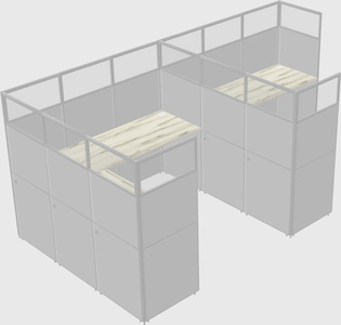 Shared l-shaped cubicle
