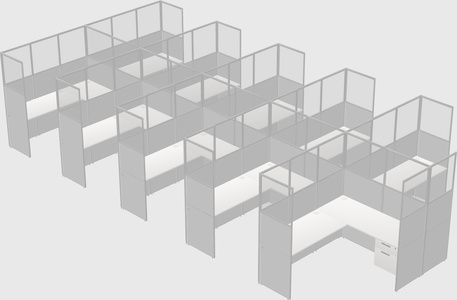 Shared l-shaped cubicle