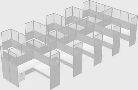 Shared l-shaped cubicle