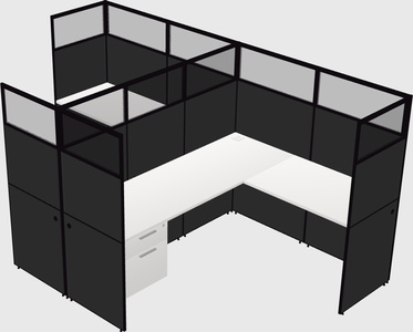 Shared l-shaped cubicle