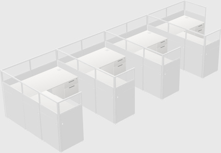 Shared l-shaped cubicle