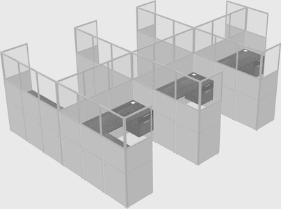Shared l-shaped cubicle