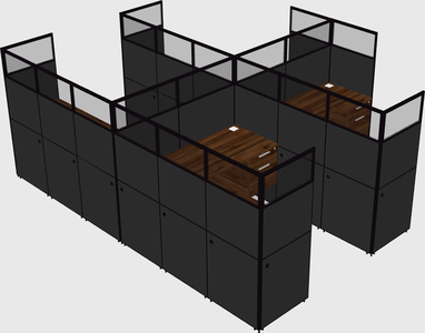 Shared l-shaped cubicle