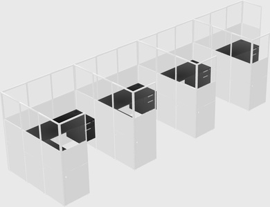 Shared l-shaped cubicle