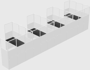 Shared l-shaped cubicle
