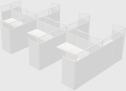 Shared l-shaped cubicle