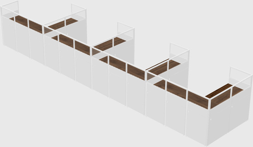 Shared l-shaped cubicle