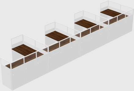 Shared l-shaped cubicle