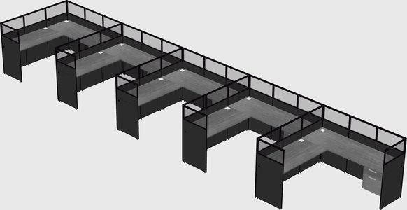 Shared l-shaped cubicle