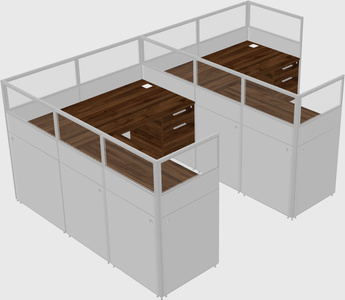 Shared l-shaped cubicle