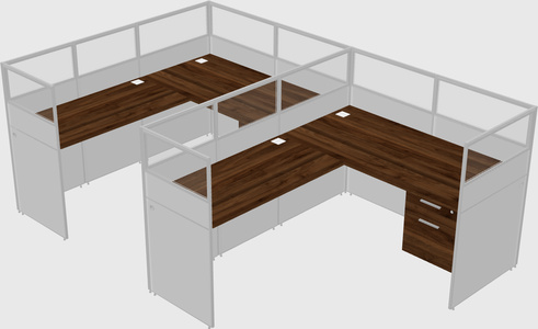 Shared l-shaped cubicle