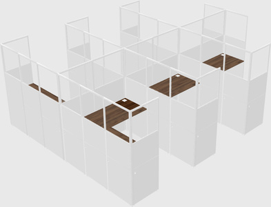 Shared l-shaped cubicle