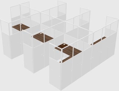 Shared l-shaped cubicle