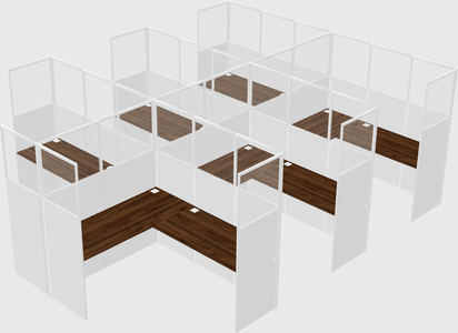 Shared l-shaped cubicle