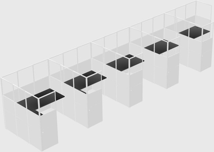 Shared l-shaped cubicle