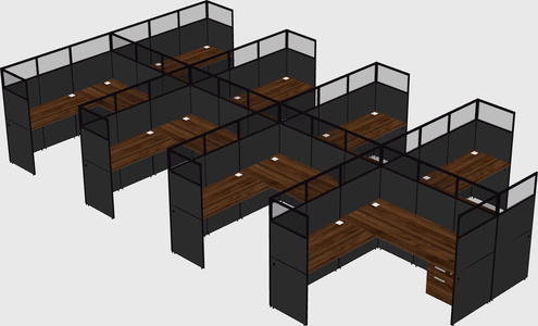 Shared l-shaped cubicle