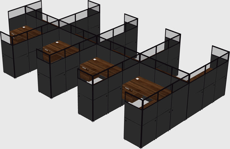 Shared l-shaped cubicle
