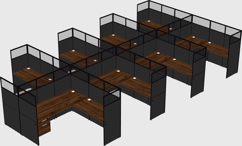 Shared l-shaped cubicle