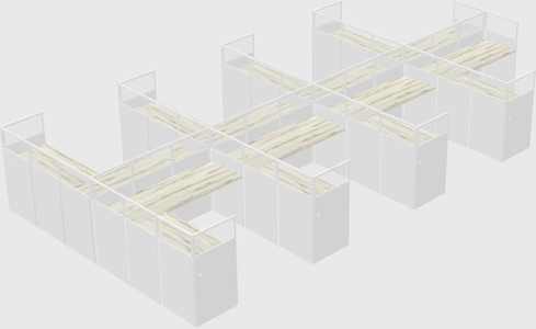 Shared l-shaped cubicle
