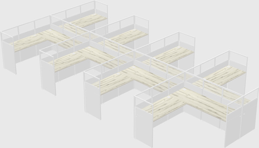 Shared l-shaped cubicle