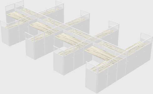 Shared l-shaped cubicle