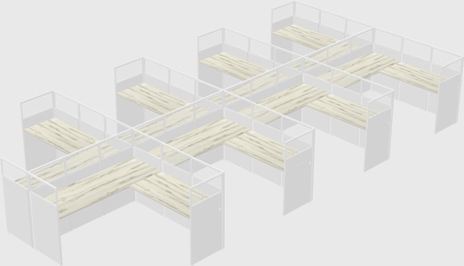 Shared l-shaped cubicle