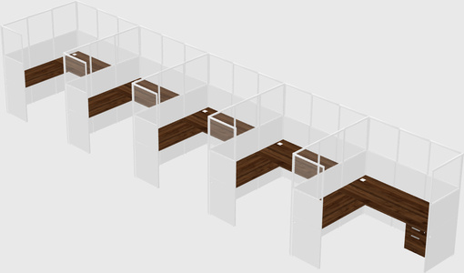 Shared l-shaped cubicle
