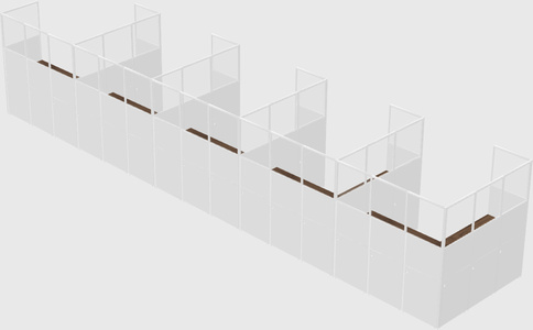 Shared l-shaped cubicle