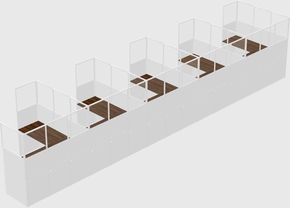 Shared l-shaped cubicle