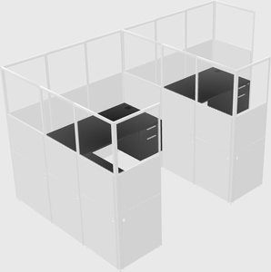 Shared l-shaped cubicle