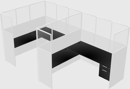 Shared l-shaped cubicle
