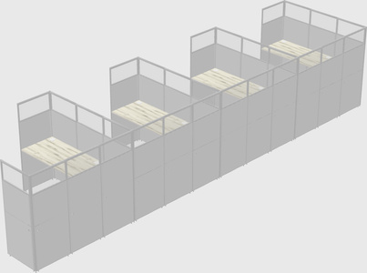 Shared l-shaped cubicle