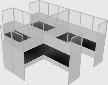 Shared l-shaped cubicle