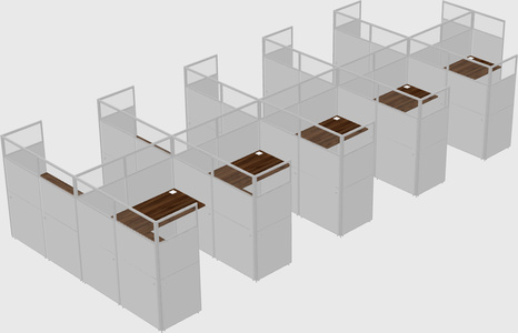 Shared l-shaped cubicle