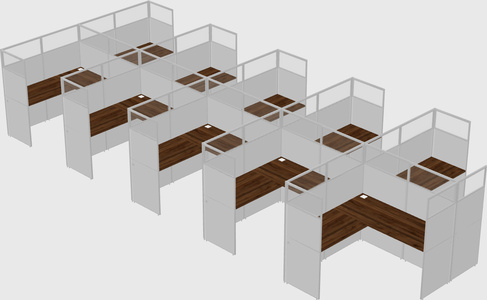 Shared l-shaped cubicle