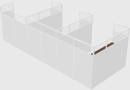 Shared l-shaped cubicle