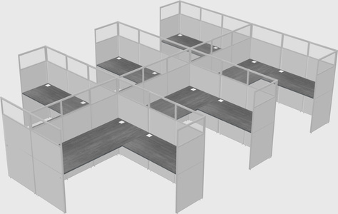Shared l-shaped cubicle