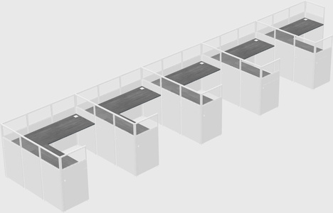 Shared l-shaped cubicle