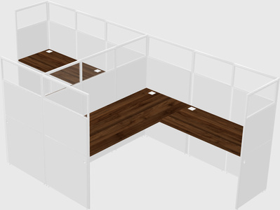 Shared l-shaped cubicle