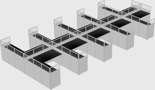 Shared l-shaped cubicle