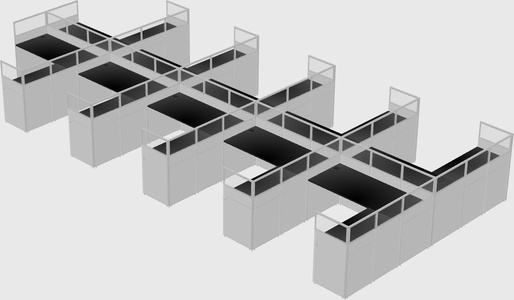 Shared l-shaped cubicle