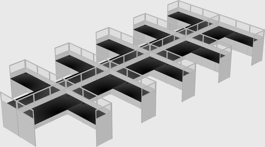 Shared l-shaped cubicle