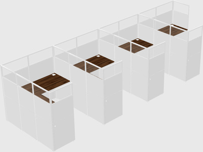 Shared l-shaped cubicle