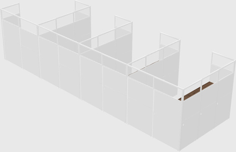 Shared l-shaped cubicle