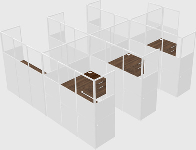 Shared l-shaped cubicle