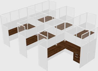 Shared l-shaped cubicle