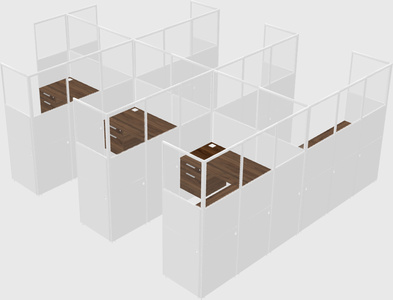Shared l-shaped cubicle